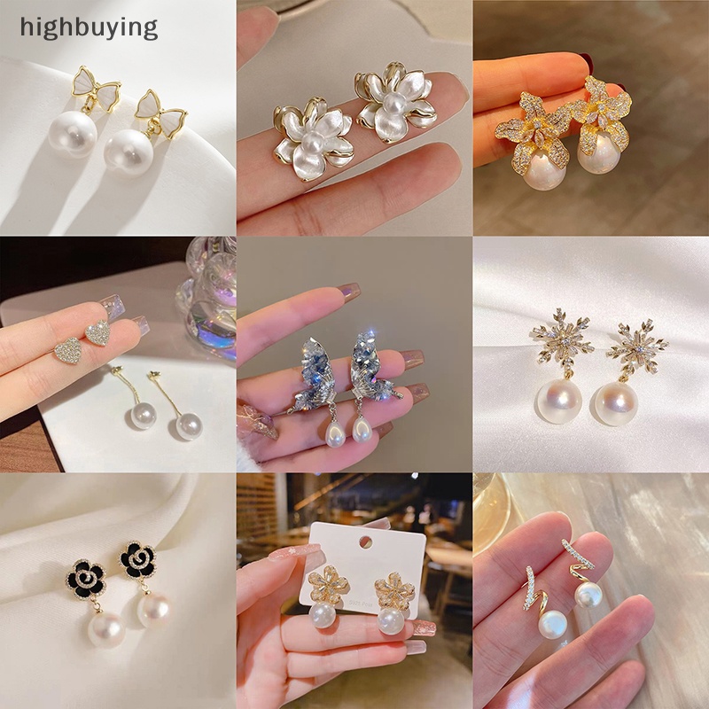 [highbuying] สไตล์ยุโรป อเมริกัน ใหม่ อารมณ์ย้อนยุค หรูหรา มุก ดอกไม้ ต่างหูแฟชั่น เครื่องประดับผู้หญิง ใหม่ พร้อมส่ง