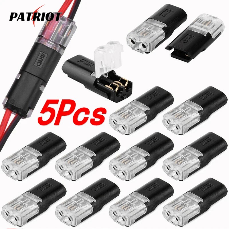 ปลั๊กอินเชื่อมต่อสายไฟคู่ 5 ชิ้น พร้อมหัวเข็มขัดล็อก 2-Pin ตัวเชื่อมต่อแบบกดสายไฟคู่ พร้อมหัวเข็มขัดล็อก ตัวเชื่อมต่อสายไฟแรงดันต่ํา – โปรปัง