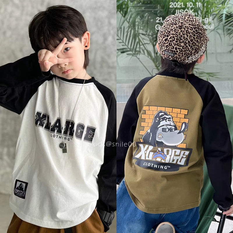 [สินค้าใหม่] เสื้อยืดแขนยาว ทรงหลวม ขนาดใหญ่ เหมาะกับฤดูใบไม้ผลิ และฤดูใบไม้ร่วง สําหรับเด็กผู้ชาย
