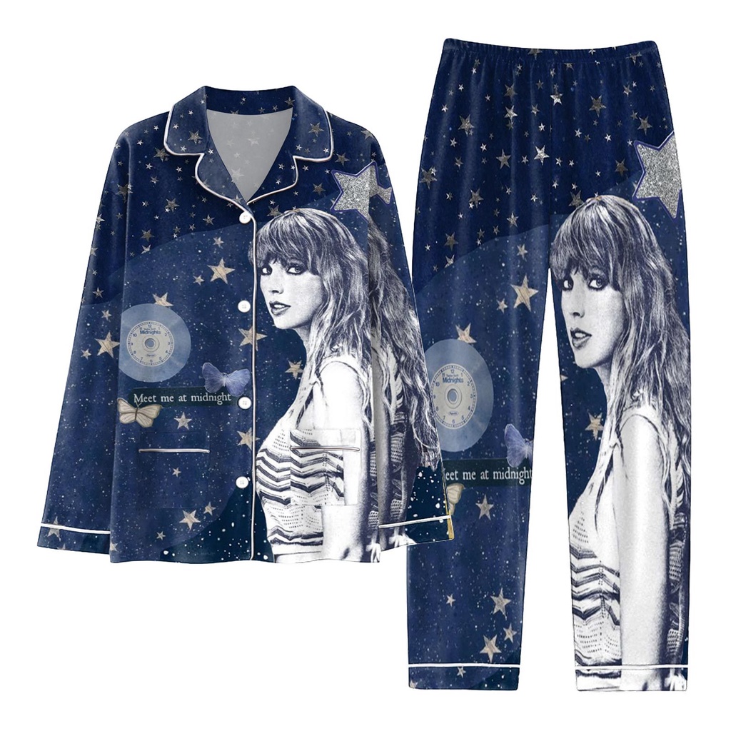 Taylor Swift 1989 ชุดนอนกางเกงลําลอง พิมพ์ลาย สองชิ้น ใส่สบาย สไตล์วินเทจ สําหรับผู้ชาย และผู้หญิง