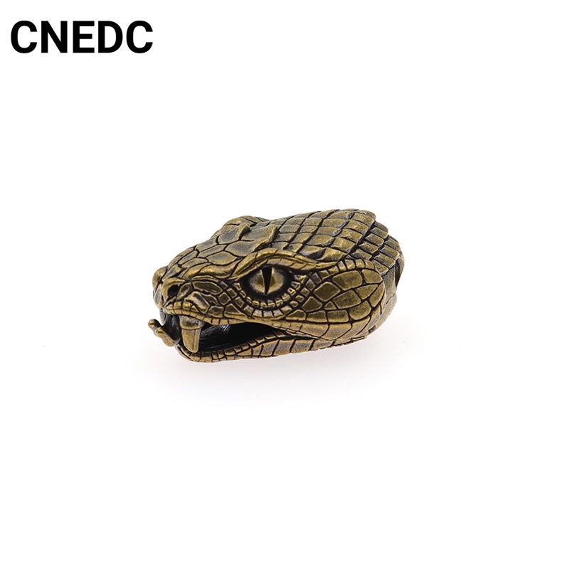 Cnedc พวงกุญแจ จี้ลูกปัดทองเหลือง รูปงู EDC DIY