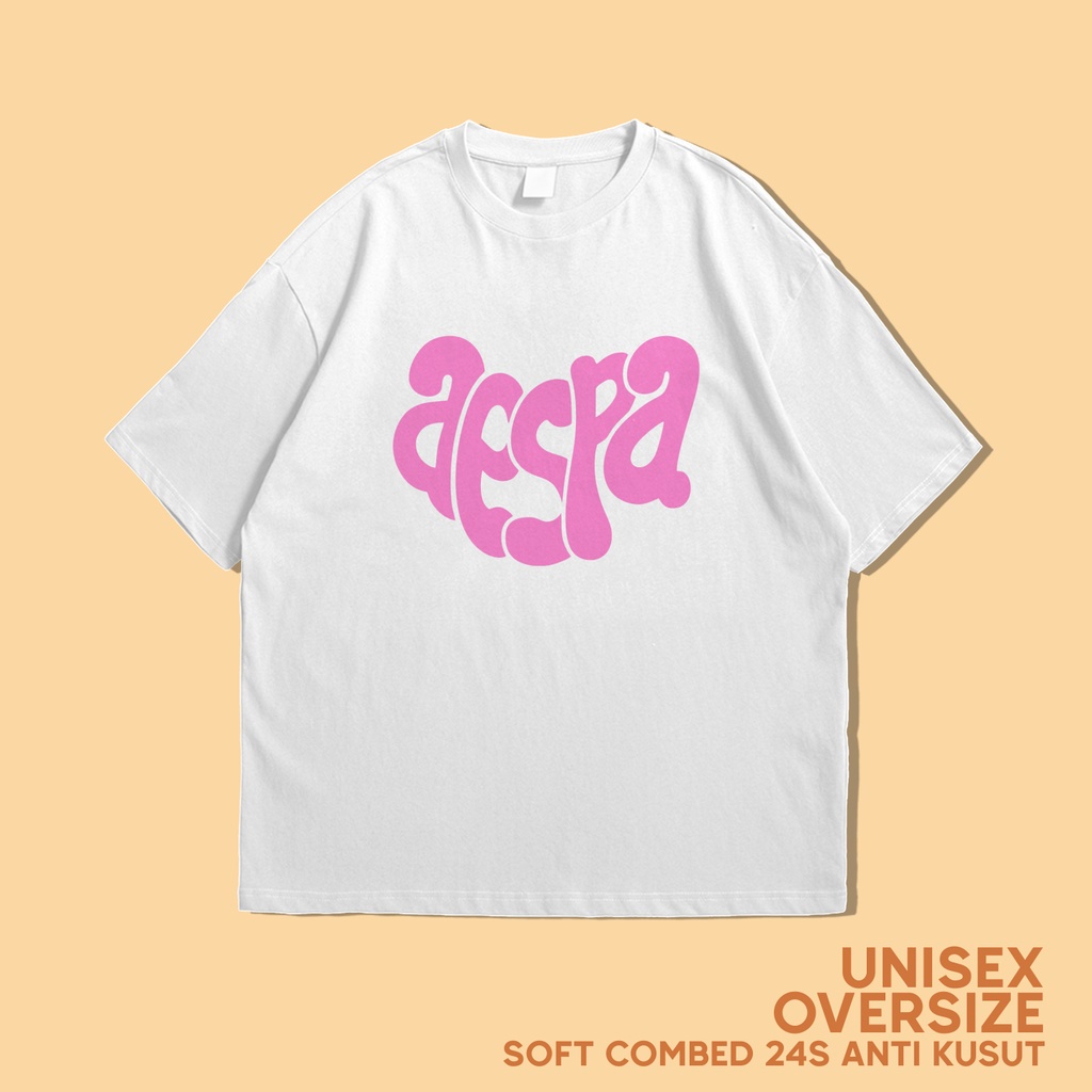 ความร้อน เสื้อยืด โอเวอร์ไซซ์ พิมพ์ลายโลโก้ KPOP AESPA WEEK วัสดุพรีเมี่ยมยุค 24