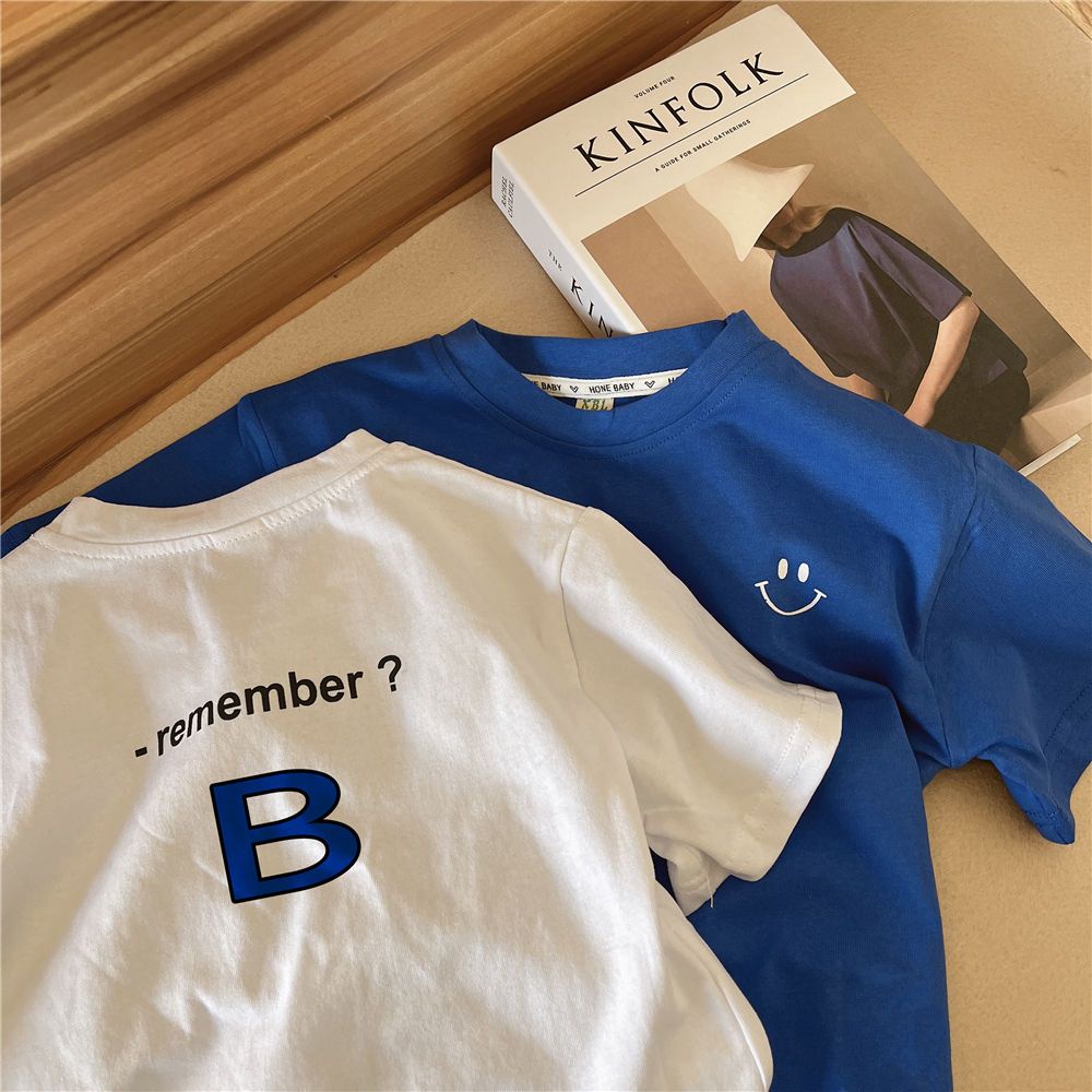 【Boy Top】(1-13y) เสื้อยืดคอกลม แขนสั้น ผ้าฝ้าย พิมพ์ลาย ทรงหลวม แฟชั่นสไตล์เกาหลี สําหรับเด็ก