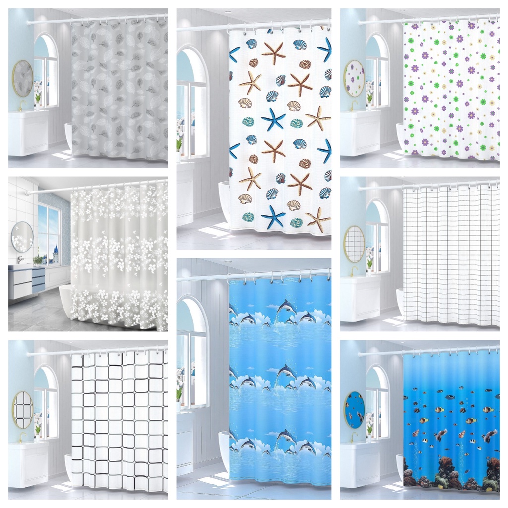 👍ม่านห้องน้ำ ม่านกันน้ำ EVA สีใส Shower Curtain Clear Thicker Waterproof Plastic ขนาด: 1ม.-2ม