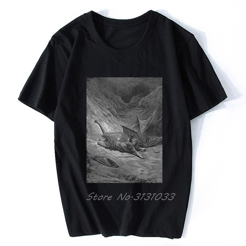 สีขาว a [S-5XL]ใหม่ ลําลอง แขนสั้น คอกลม พิมพ์ลาย Paradise Lost 2 Gustave Dore แฟชั่นฤดูร้อน สําหรับ