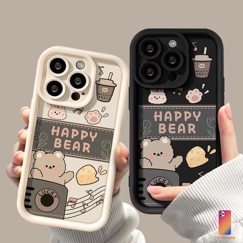 เคสโทรศัพท์มือถือ ขอบตรง กันกระแทก ลายการ์ตูนหมีน้อยแฮปปี้ สําหรับ OPPO A38 A18 A5S A16 A12 A3S A17K A15 A94 A17 A57 A9 A31 A53 A5 A33 A77 2020 A16K A92 A55 A95 A77S F9 A54 A96 A58 A98 A78 A74 A7 A78 A15S A56S A52 A12E A76 A93 A72 A35 A16S A11 A1K A12S