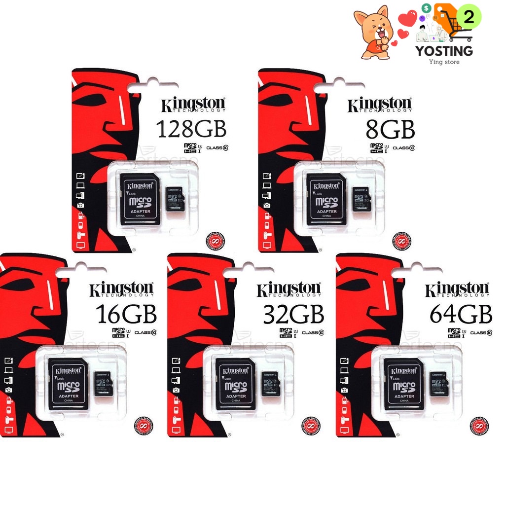 เมมโมรี่การ์ดหน่วยความจำKingston Memory Card Micro SD 2/4/8/16/32/64/128GB /256GB/512GB คิงส์ตัน เมม