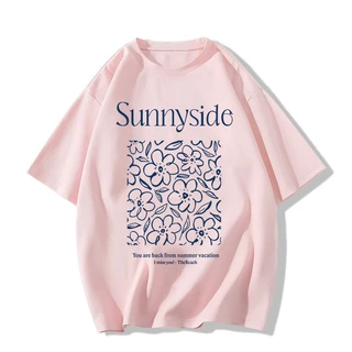 （จัดส่งตลอด 24 ชั่วโมง）BOOM SHOP เสื้อOversizedรุ่น Sunny side🧣 6สี แฟชั่นสไตล์เกาหลี ไซซ์ S-XXXL