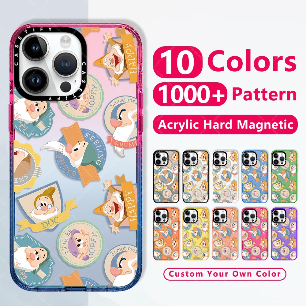กันกระแทกใสแข็งแข็งแฟชั่นหรูหราแม่เหล็กชาร์จได้เคสโทรศัพท์มือถือ ลายการ์ตูนดิสนีย์เซเว่น คนแคระน่ารัก สําหรับ Iphone 15 Pro Max 12 13 14 15 Plusยี่ห้อบางใสไอโฟนปกป้องแม่เหล็กชาร์จได้เคสใสขอบเรียบฝาปิดป้องกันสีเหลืองCasetifyใสกันกล้องคุณภาพสูง