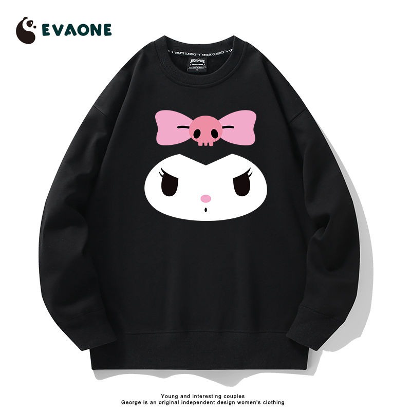 เสื้อกันหนาวแขนยาวลําลอง คอกลม พิมพ์ลายการ์ตูนคุโรมิน่ารัก แฟชั่นฤดูใบไม้ร่วง สไตล์เกาหลี สําหรับผู้หญิง