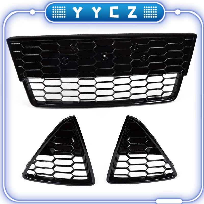 △Yycz△ตะแกรงกระจังหน้ากันชนหน้ารถยนต์ แบบรังผึ้ง สําหรับ Ford Focus 2012 2013 2014 3 ชิ้น
