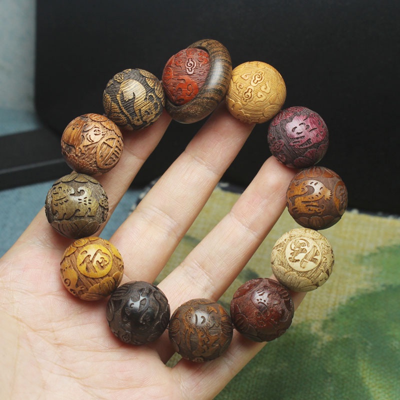 สร้อยข้อมือ ประดับลูกปัดไม้จันทน์ หลายราศี สไตล์ชนเผ่า สําหรับรถยนต์ ราคา ถูกที่สุด ดีลบีเคเค แกลเลอรีภาพที่ 9