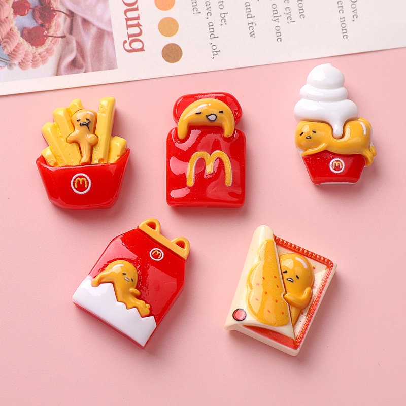 กาวเรซิ่น รูปการ์ตูนเฟรนช์ฟรายส์ ไข่เจียว แฮนด์เมด diy สําหรับตกแต่งรองเท้า กิ๊บติดผม