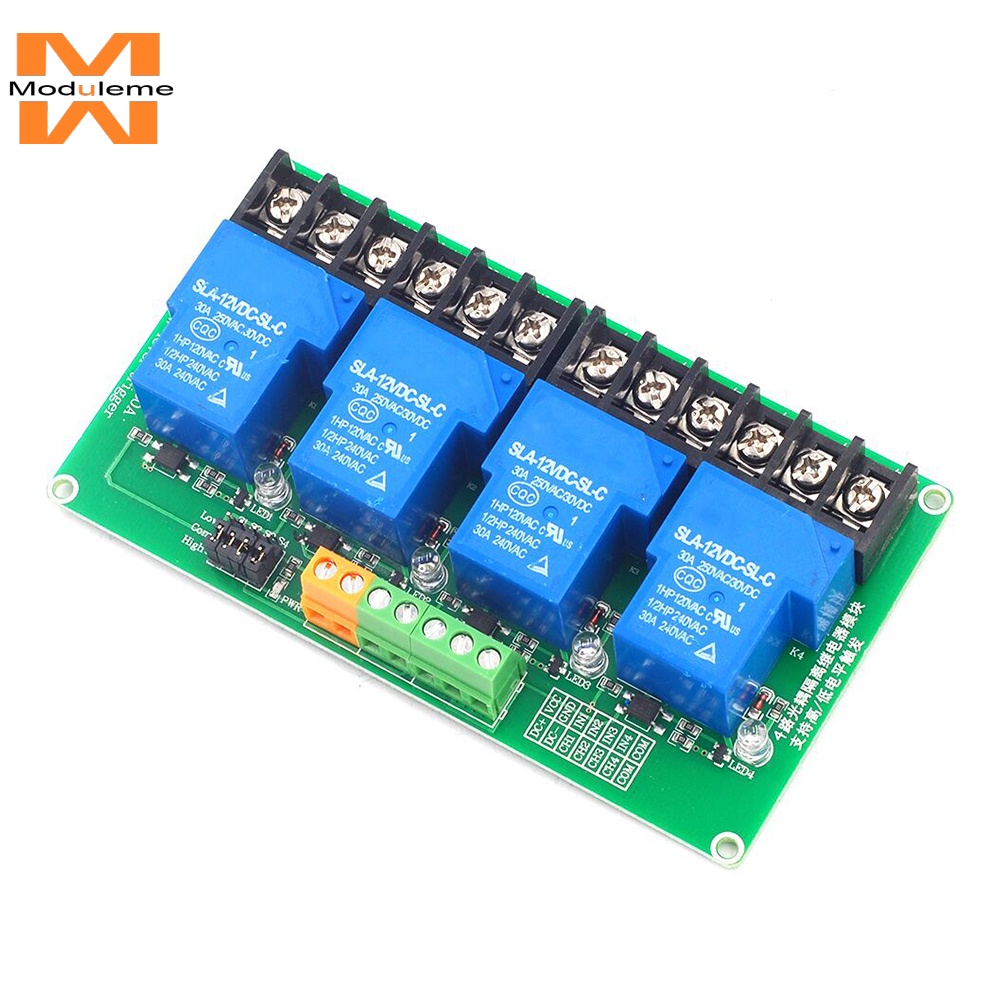 โมดูลรีเลย์สวิตช์ทริกเกอร์ พลังงานสูง ระดับต่ํา AC250V 30A 4 ช่อง DC5V 12V 24V