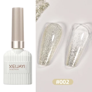 [ Xeijayi ] ยาทาเล็บเจล กลิตเตอร์ สีทอง 15 มล. เคลือบสะท้อนแสง ไม่เช็ด กึ่งถาวร Uv Led Varnish สินค้าทําเล็บ