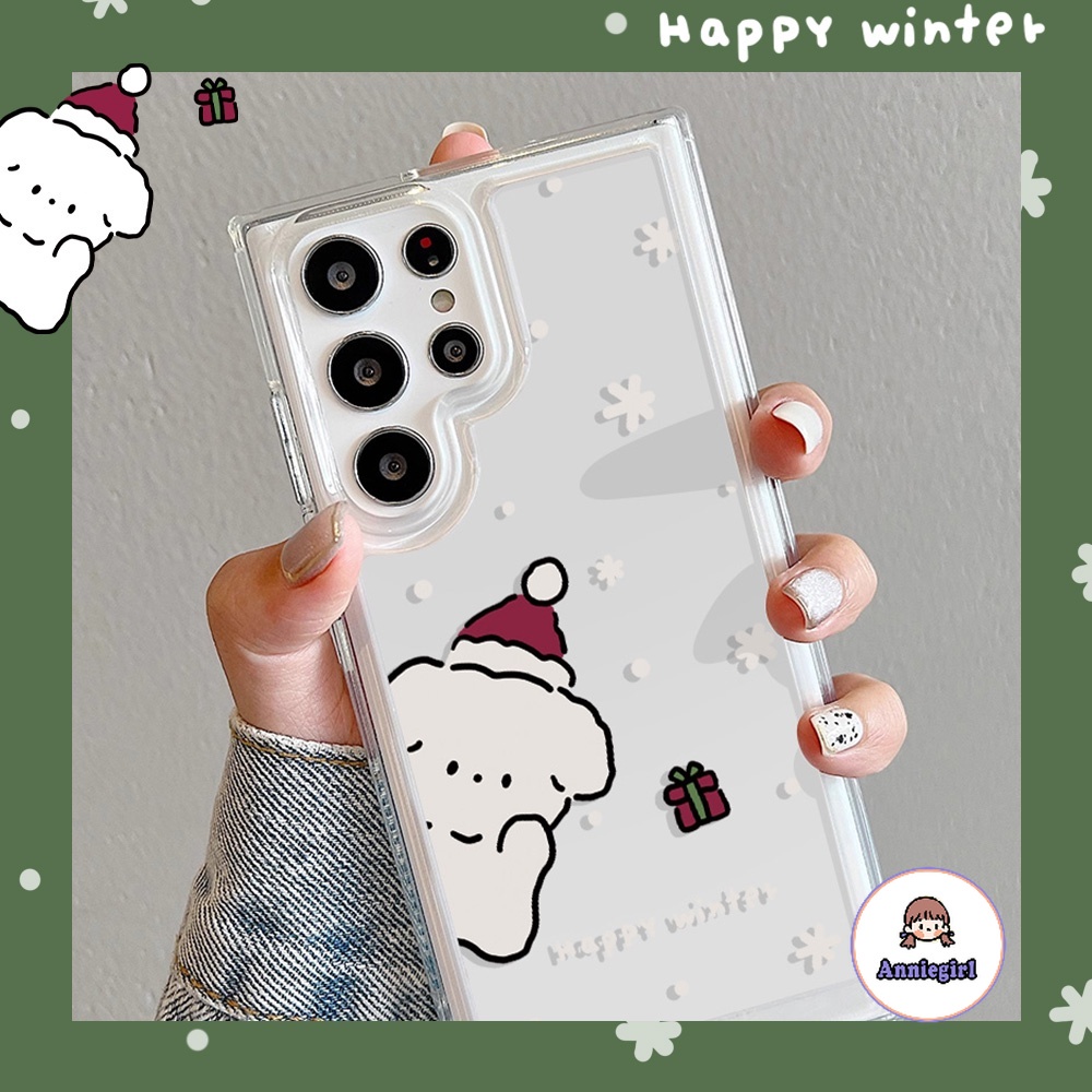 เคสโทรศัพท์มือถือแบบนิ่ม TPU ใส กันกระแทก ลายการ์ตูนลูกสุนัข คริสต์มาส สําหรับ SAMSUNG S21 S22 23 24 Ultra Plus FE S22 Ultra A32 A10 A13 A04 A04E A50s A30s A12 M12