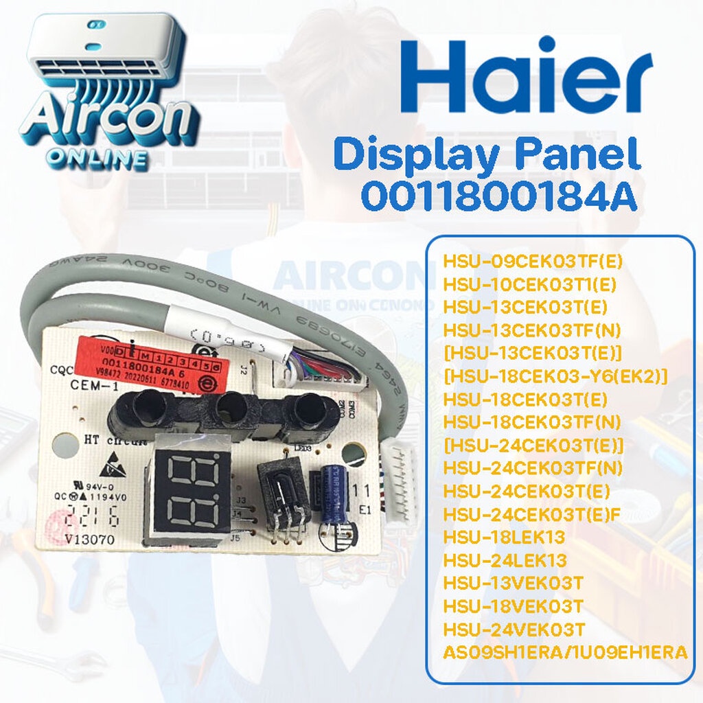 Display panel แผงรับสัญญาณรีโมท รหัส 0011800184A ( 184A ) สำหรับแอร์ HAIER ของแท้ 100%