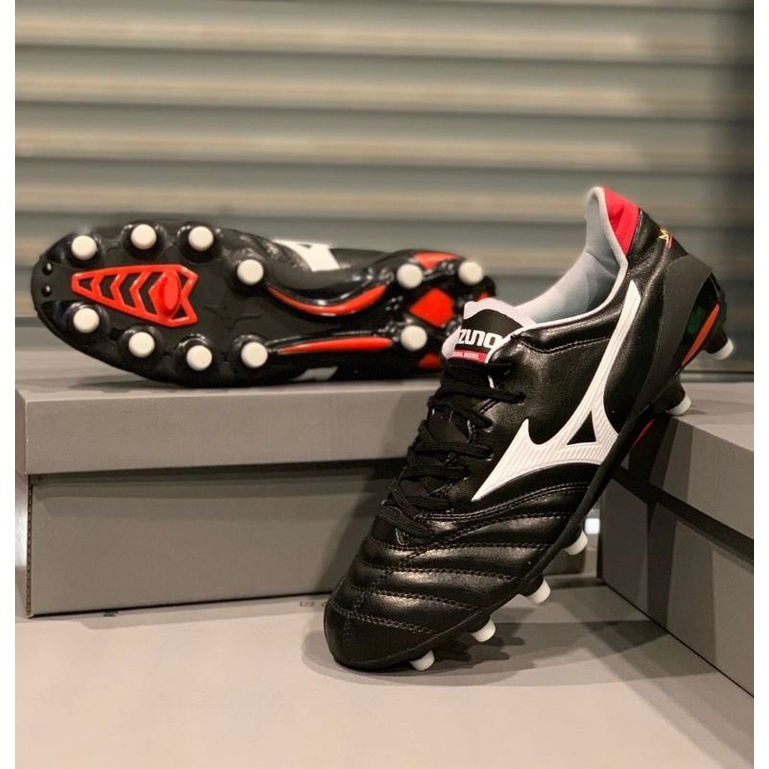 CAN COD Mizuno Morelia Neo II Leather Black White Red รองเท้าฟุตบอล สันทนาการ