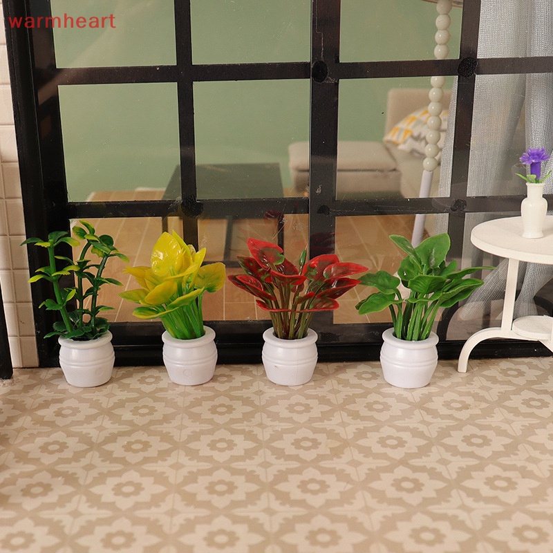 (warmheart) โมเดลกระถางต้นไม้ ขนาดเล็ก สีเขียว สําหรับตกแต่งบ้านตุ๊กตา 1 ชิ้น