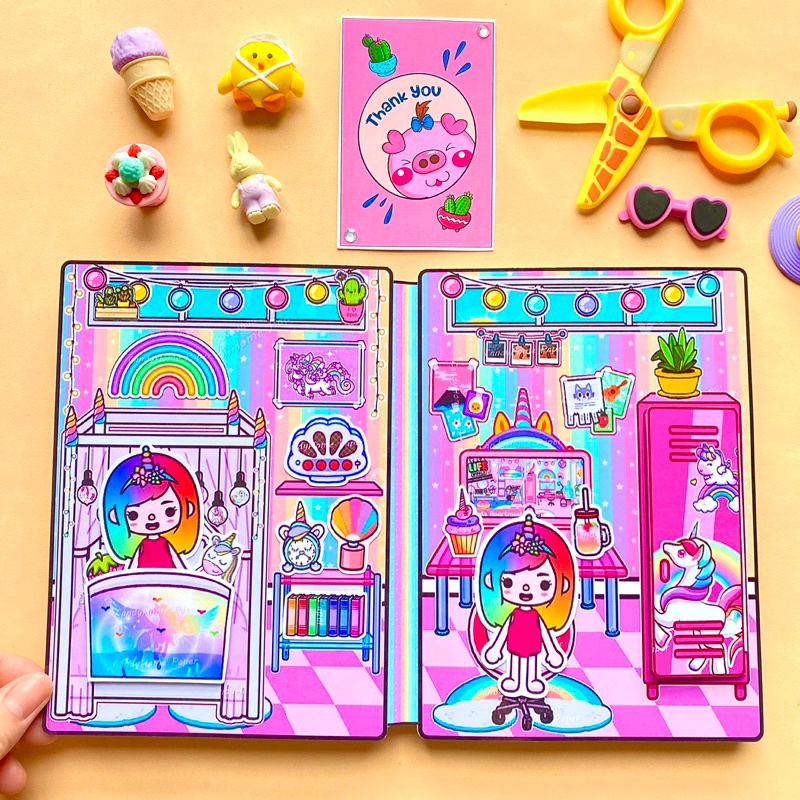 ชุดหนังสือกระดาษ บ้านตุ๊กตา Toca Boca แบบเงียบ DIY บ้านของเล่น บ้านตุ๊กตา คุโรมิ diy เด็ก หนังสือแฮนด์เมด kuromi ของเล่นเพื่อการศึกษา สําหรับเด็ก toca boca กระดาษ diy เด็ก ของเล่นเสริมการเรียนรู้ สําหรับเด็ก กึ่งสําเร็จรูป แต่งตัวเกม
