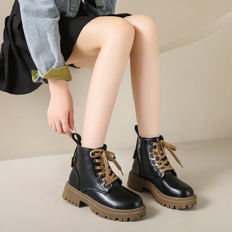ผู้หญิงคลาสสิก Martin Boots หนัง Pu อเนกประสงค์ Anti Slip สบายหนา Soled รองเท้าผู้หญิงขนาดใหญ่ 35-42