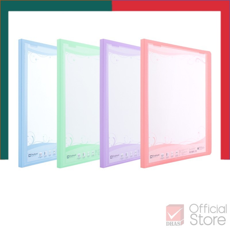 แฟ้ม แถมไส้แฟ้ม แฟ้มโชว์เอกสาร PF01 A4 Elephant  สีพาสเทล จำนวน 1 แฟ้ม UBMarketing
