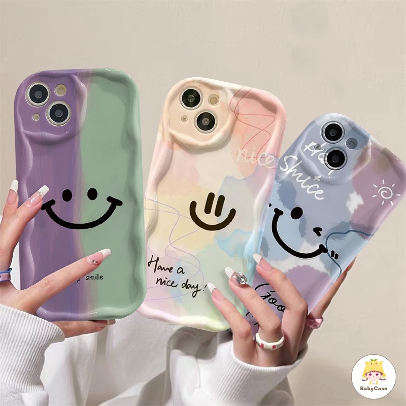 🔥ส่งจากไทย🔥กรณีโทรศัพท์มือถือตัวอักษรยิ้มสีสันสดใส iPhone 7 8 Plus 11 15 12 14 13 Pro Max X XR XS Max SE 2020 12 mini