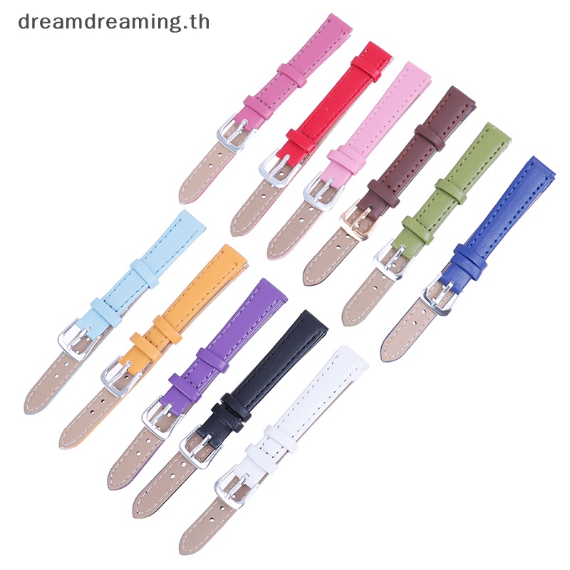 【ใหม่】สายนาฬิกาข้อมือหนัง Pu สีแคนดี้ 12 มม.
