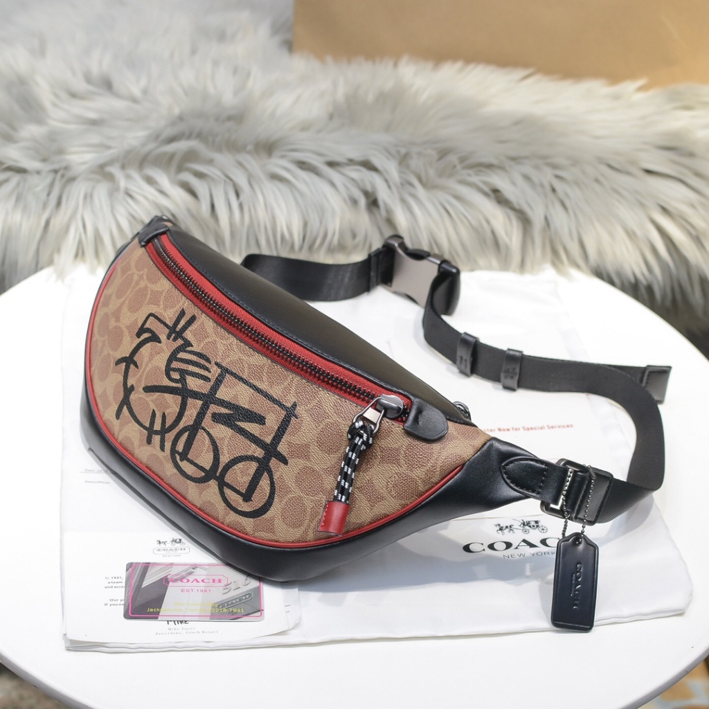 ♞100% Original Coach Waistpack Men Oblique Backpack Chest Bag Abstract Carriage Available In Stock