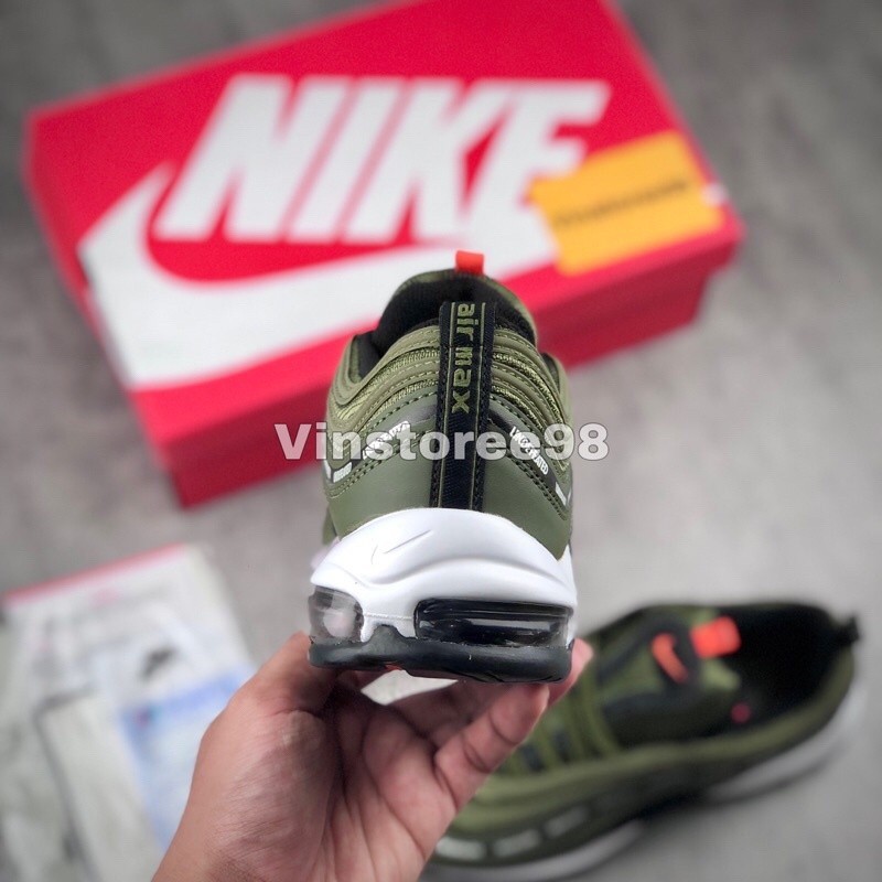 Nke AIR MAX 97 AIRMAX 97x UNDEFEATED OLIVE GREEN ARMY REFLECTIVE SNEAKERS แฟชั่น