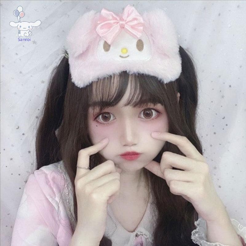 [San] Lunch Break Sleep Ladies Eye Protection Kawaii Sanrio Cinnamoroll Plush Eye Mask Anime Cinnamoroll Blackout Eye Mask POP