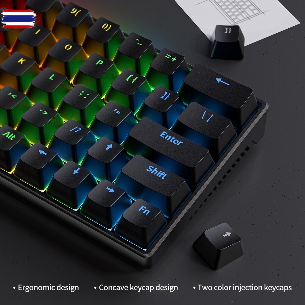 【จัดส่งภายใน 3 วัน】 ZIFRIEND ZA646 / KA646 63คีย์คีย์อร์ดแกลไกคีย์อร์ดสำหรัเล่นเกมแมีสาย Backlit Hot