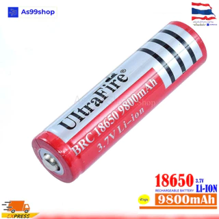 ถ่านชาร์จ 18650 หัวนูน ชนิด Li-ion 3.7V - 4.2V. 9800 mAh