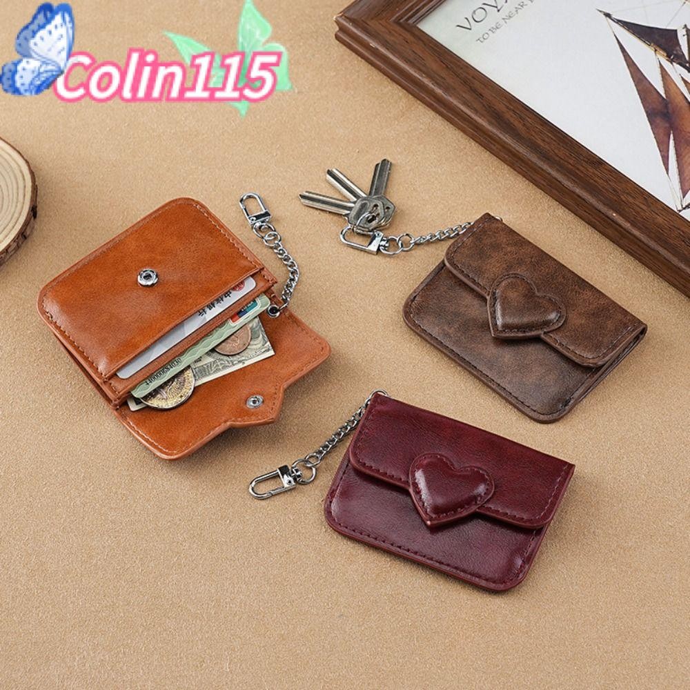 โคลินา115 ผู้ถือบัตร,กระเป๋าสตางค์มินิการ์ดหนัง ปู่ หลายใบ,กระเป๋าใส่เหรียญรูปหัวใจน้ําหนักเบาผู้หญิงผู้ชาย