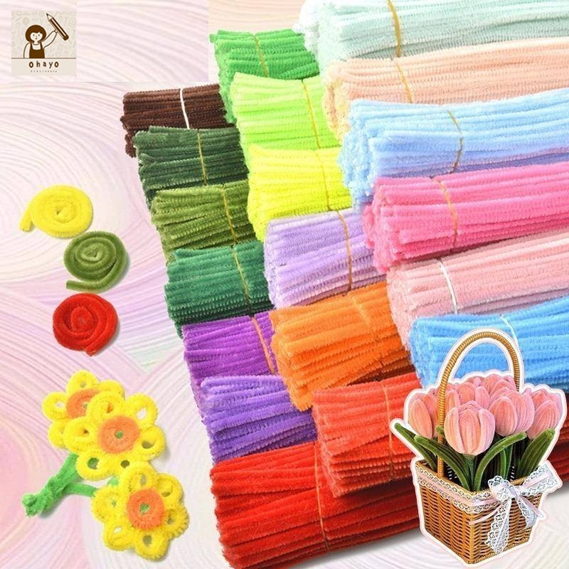 Ohayo Giftsลวดกำมะหยี่ DIY Chenille สเต็ม สร้างสรรค์งานประดิษฐ์ต่างๆ เซทลวดกำมะหยี่100ชิ้น สำหรับงานฝีมือ ประดิษฐดอกไม้