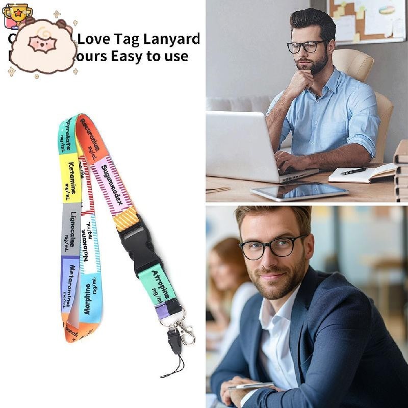 การ์ตูนหมอพยาบาล Critical Care ICU Anaesthetics พิมพ์การ์ตูน Lanyard Card ID ผู้ถือ Key Chain สายคล้