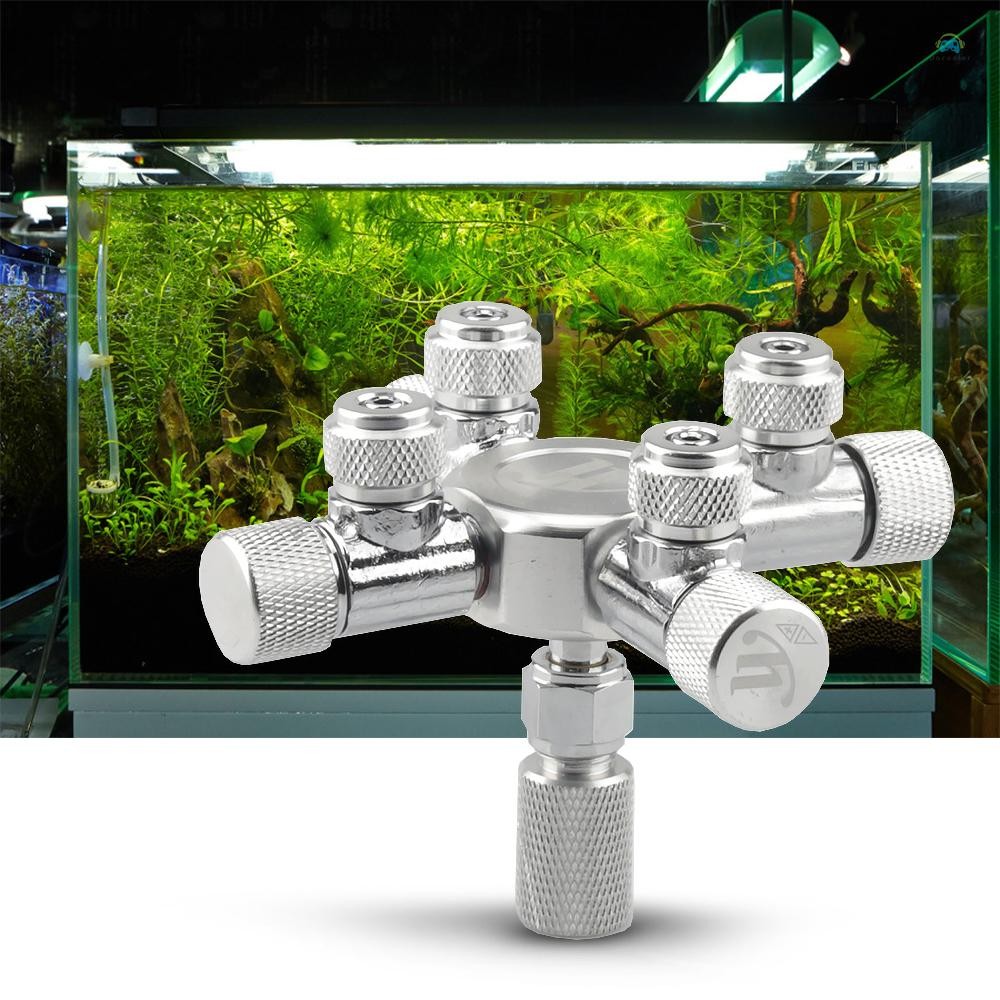 ตู้ปลา CO2 Splitter Regulator จําหน่ายเข็มปรับวาล์วสําหรับ CO2 Regulator พร้อม 4 ทิศทาง OutletsAir ค