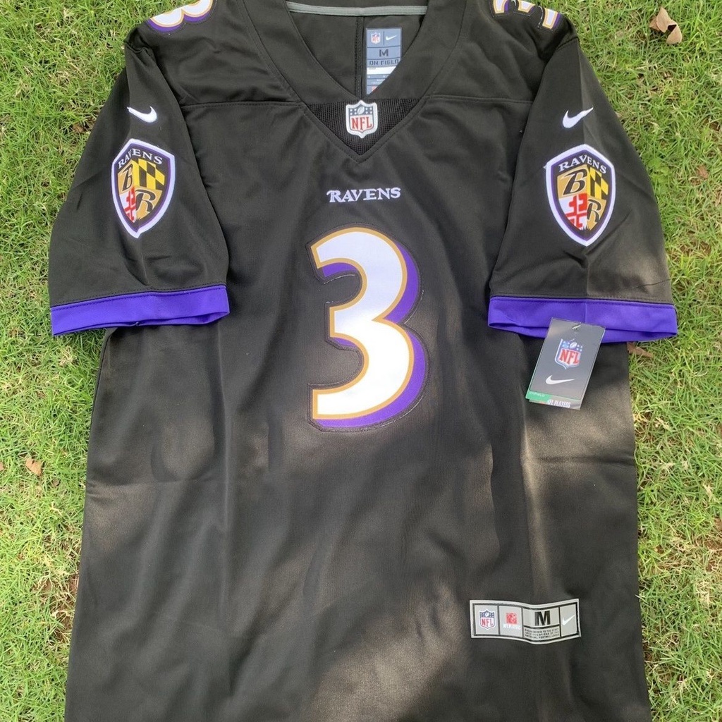 เสื้อรักบี้ NFL Ravens Ravens No. 3 ลิตเติ้ลเบ็คแฮม JACKSON เบอร์ เสื้อ OBJ ปัก 8 ตัว