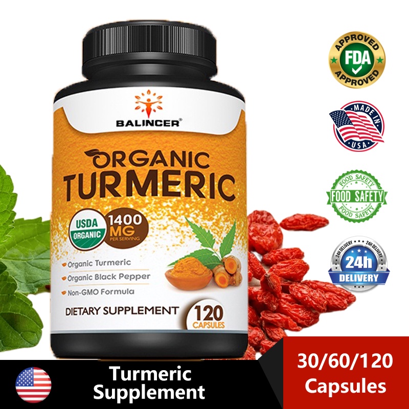 Turmeric Curcumin 1400 mg ขมิ้นชัน 120 เม็ด Quick Release Capsules Pipingrock พริกไทยดำ เสริมภูมิ สุขภาพดี