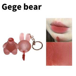 Gege Bear~ ลิปสติก ลิปกลอส เนื้อแมตต์กํามะหยี่ ไม่จางหาย รูปกระต่ายน่ารัก สีขาวธรรมชาติ