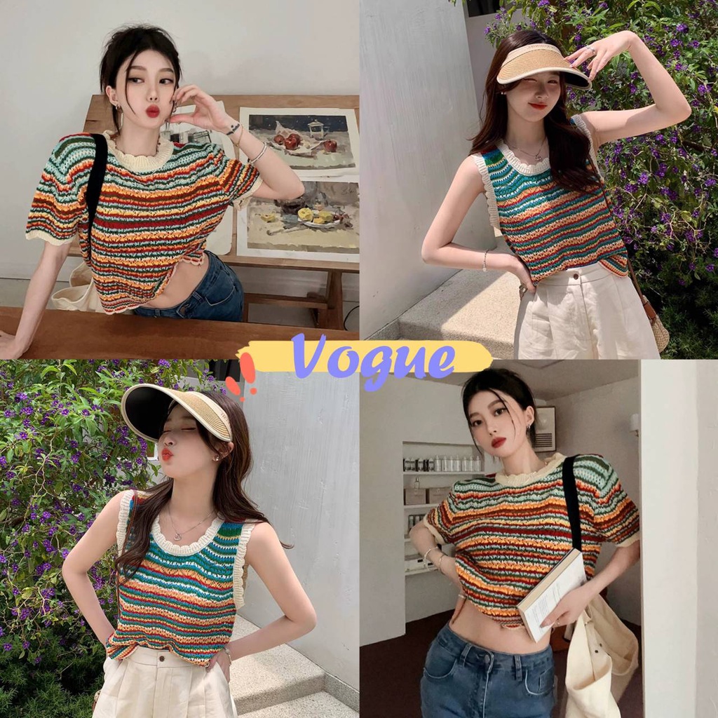 Vogue🌟พร้อมส่ง🌟 เสื้อถักไหมพรม สีสันสดใสขายแยก2แบบ (CZ020/CZ019) -C