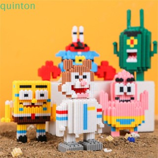 Quinton บล็อกตัวต่อ Spongebobed ของเล่นเสริมการเรียนรู้เด็ก DIY