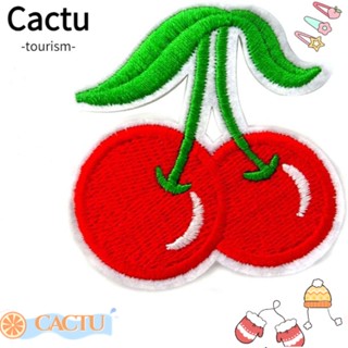 Cactu แผ่นผ้าโพลีเอสเตอร์ ปักลายเชอร์รี่น่ารัก สีแดง ขนาดเล็ก 2.44x 2.32 นิ้ว สําหรับติดตกแต่งเสื้อผ้า หมวก 20 ชิ้น