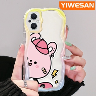 เคสโทรศัพท์มือถือแบบนิ่ม ใส กันกระแทก ลายการ์ตูนหมีสีชมพู สีมาการอง สําหรับ OPPO Reno 7Z 5G Reno 8Z Reno7 Lite Reno8 Lite F21 Pro 5G F21s Pro 5G