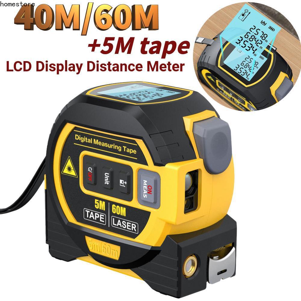 Tq 3in1 ตลับเมตรเลเซอร์วัดระยะทาง 5 เมตร หน้าจอ LCD พร้อมไฟแบ็คไลท์