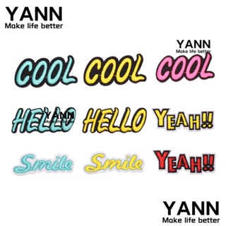 Yann1 แผ่นแพทช์ปักลายตัวอักษรภาษาอังกฤษ หน้ายิ้ม หลากสี อุปกรณ์เสริม สําหรับหมวก กางเกงยีน 18 ชิ้น