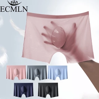 Ecmln กางเกงบ็อกเซอร์ ผ้าเรยอน แบบบางพิเศษ ระบายอากาศ ไร้รอยต่อ สําหรับผู้ชาย ไซซ์ L-4XL
