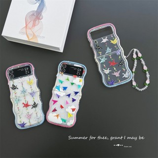 เคสโทรศัพท์มือถือ TPU แบบใส ลายนกกระดิ่ง สําหรับ Samsung Galaxy Z Flip 5 4 3 5G