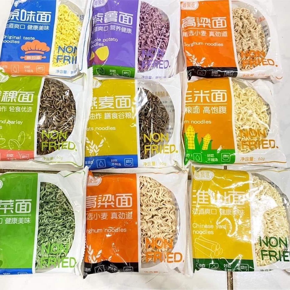 บะหมี่ผัก (ยกลัง80ห่อ) คละสี คละรส ขนาด60g เหนียว นุ่ม อร่อย บะหมี่กึ่งสำเร็จรูป