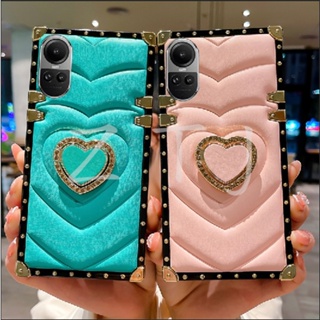 เคสโทรศัพท์กันกระแทก OPPO Reno10 Pro Heart Three-Dimensional Pattern Ring Holder เคสป้องกัน